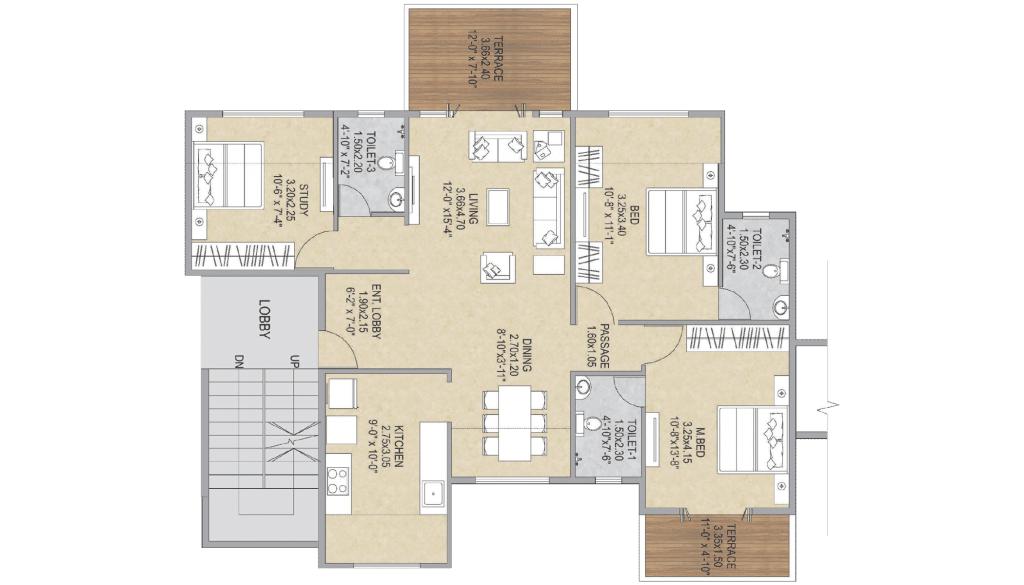 3BHK Layout Type 02| Ashar Grape City