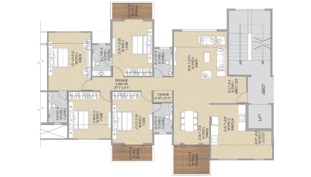 4BHK Layout Type 02| Ashar Grape City