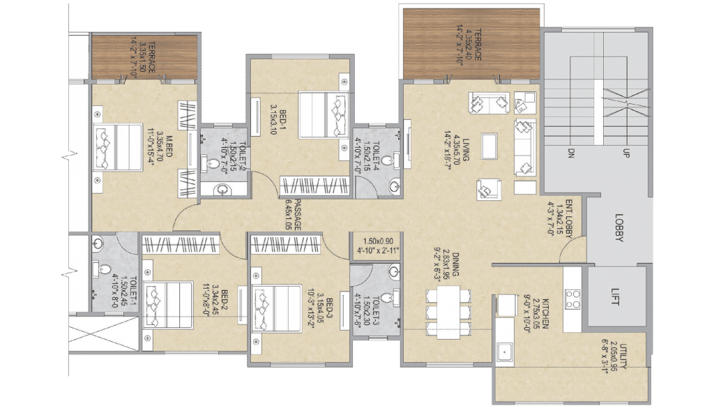 4BHK Layout Type 02| Ashar Grape City